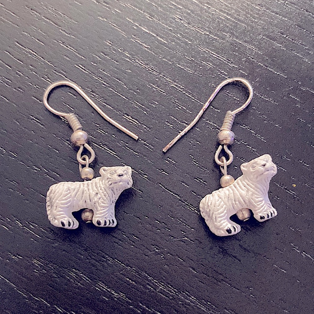 White Tiger Earrings